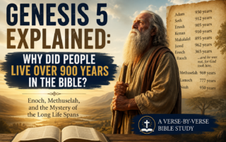 Genesis 5 Bible study illustration featuring Enoch and Methuselah, exploring the mystery of the long life spans recorded in the Bible and whether people really lived over 900 years.